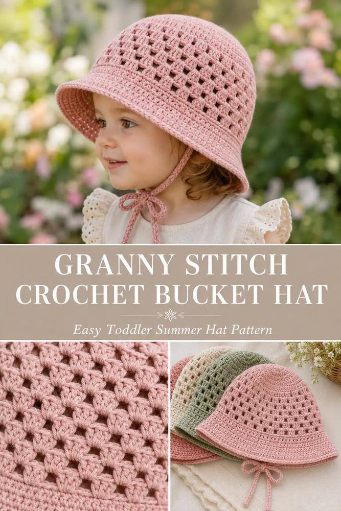 Granny Stitch Crochet Bucket Hat for Toddlers