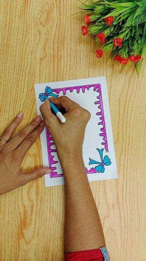 Hand-Drawn Bow Border for Paper Crafts