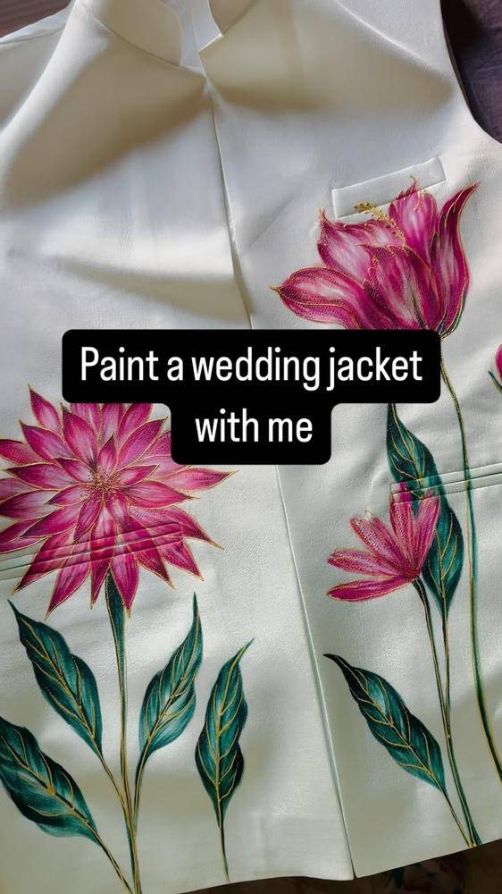 Hand-Painted Floral Wedding Jacket Design
