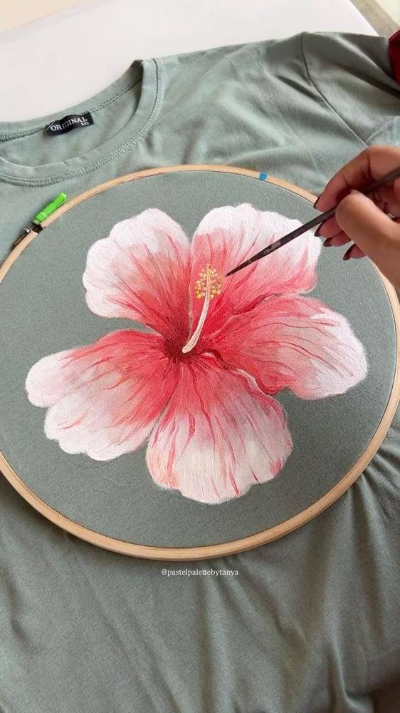 Hand-Painted Hibiscus T-Shirt Design
