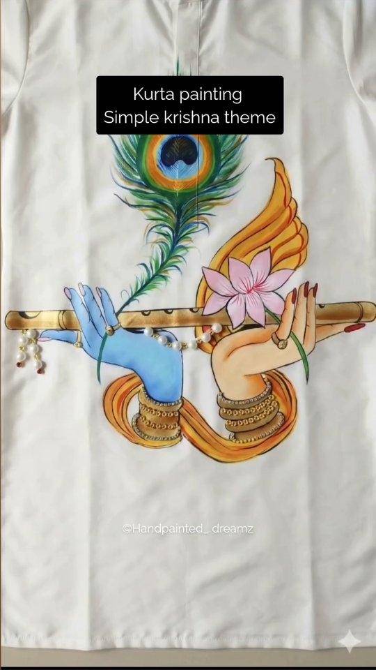 Hand-Painted Krishna Theme Kurta Design