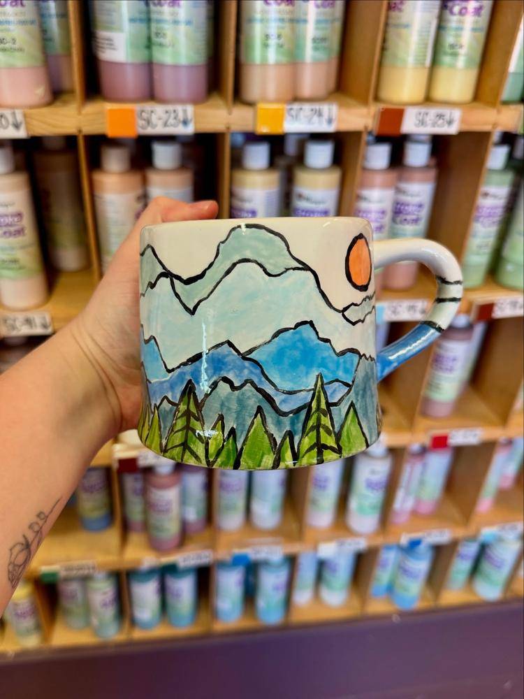 Hand-Painted Mountain Landscape Ceramic Mug