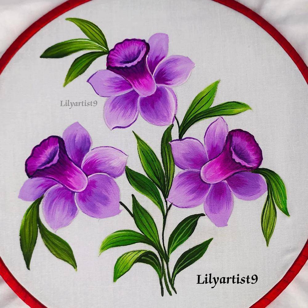 Hand-Painted Purple Orchid Embroidery Hoop Art