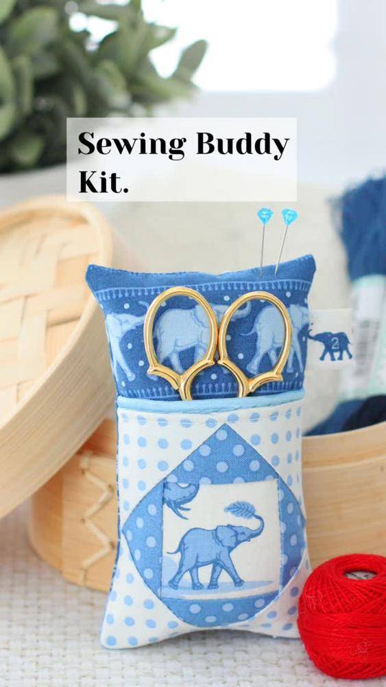 Hand-Stitched Elephant Fabric Pincushion Kit