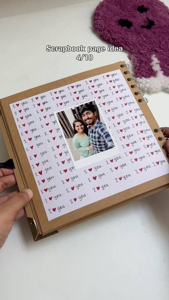 Handmade Scrapbook Page with "I Love You" Border