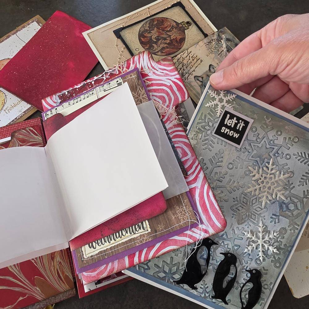 Handmade Winter-Themed Junk Journal Pockets