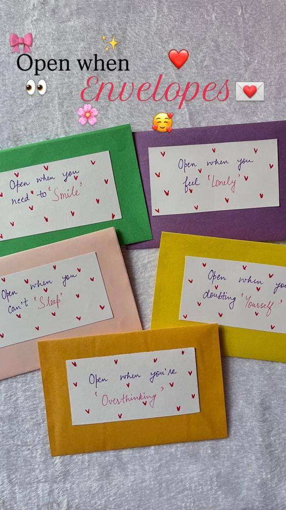 Handwritten "Open When" Letter Set Project