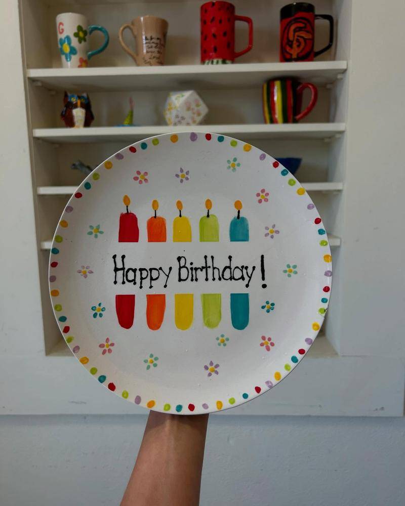 Happy Birthday Ceramic Plate Painting Project