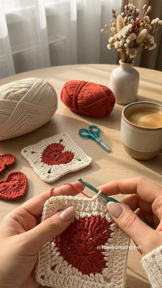 Heart Granny Square Crochet Project