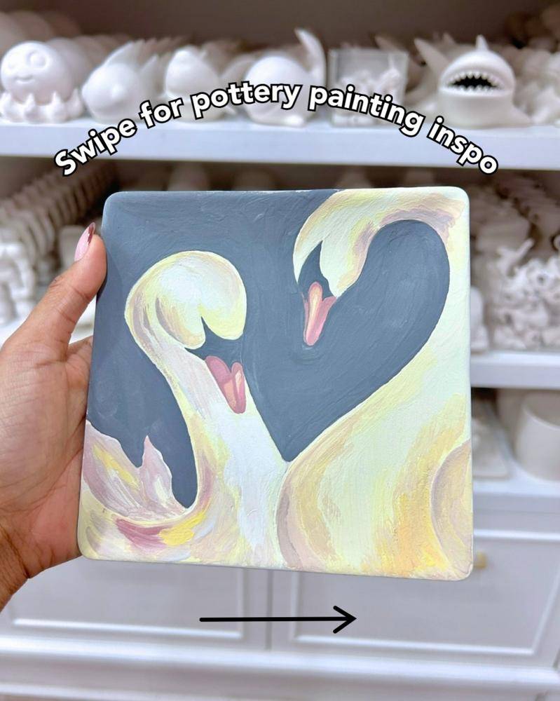 Heartwarming Swan Pottery Painting