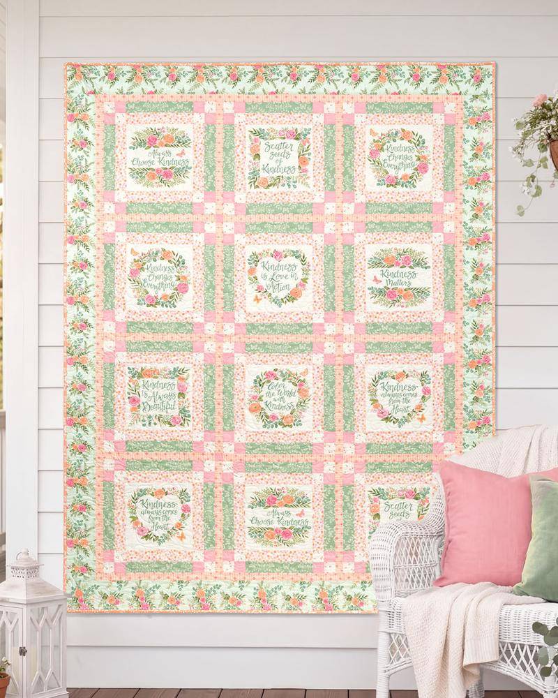 Inspirational Quilt with Floral Accents
