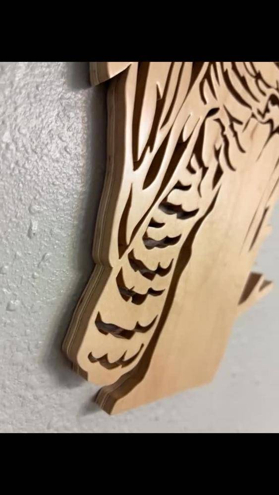 Intricate Layered Wooden Owl Wall Art