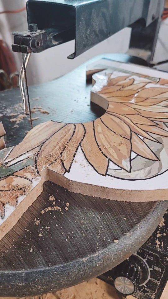 Intricate Wood Burned Sunflower Sign