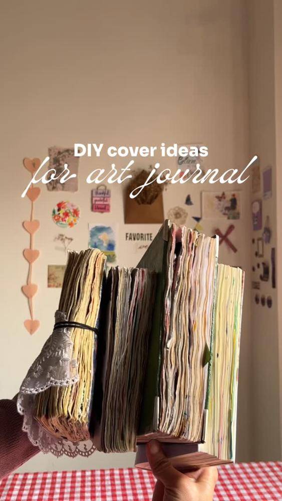 Lace-Tied Collage Art Journal Cover