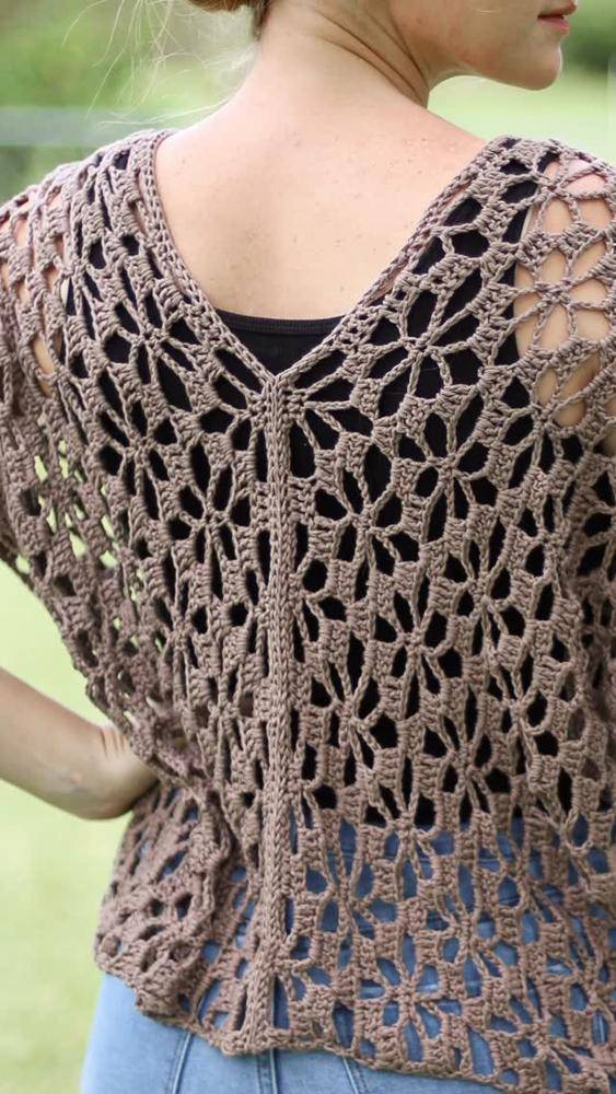 Lacy Butterfly Motif Crochet Top