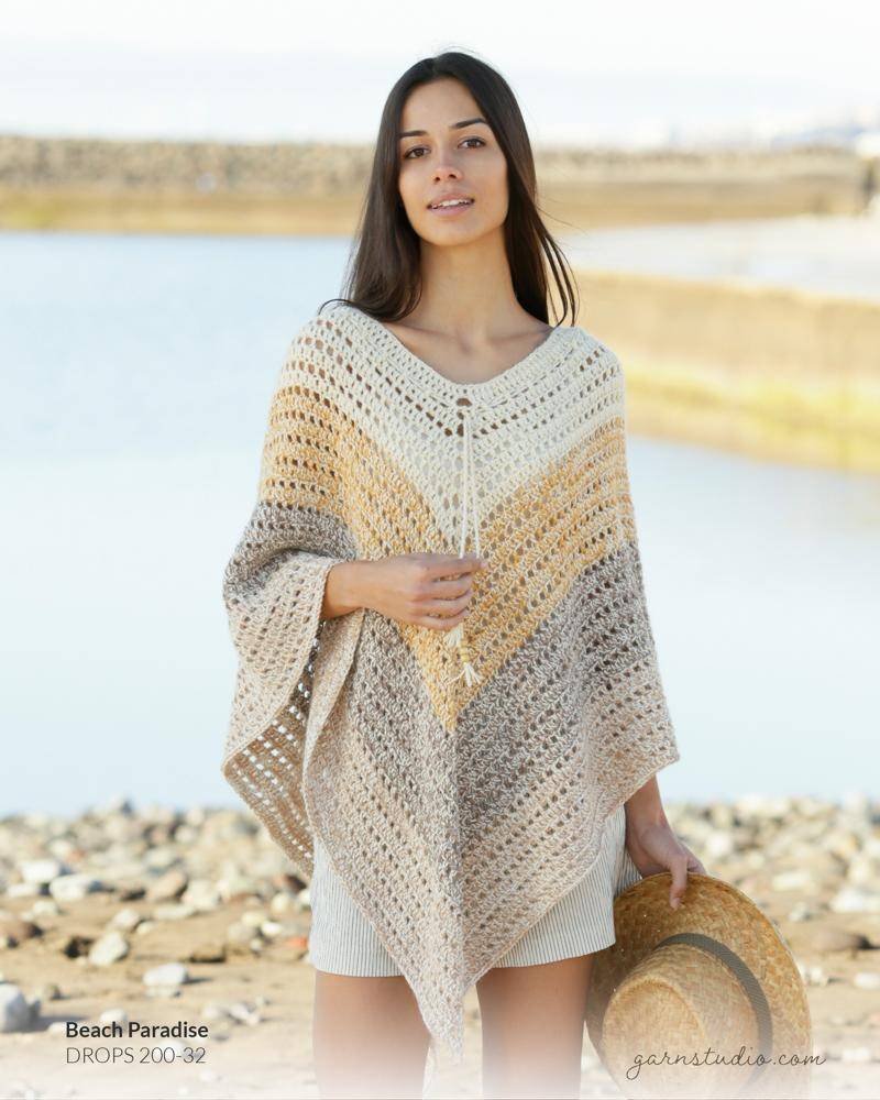 Lightweight Striped Crochet Poncho