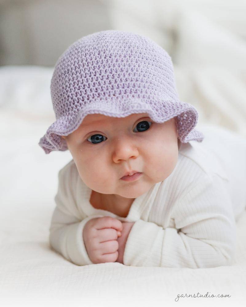 Lilac Ruffle-Brimmed Crochet Baby Hat