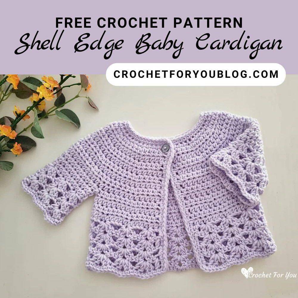 Lilac Shell Edge Baby Cardigan