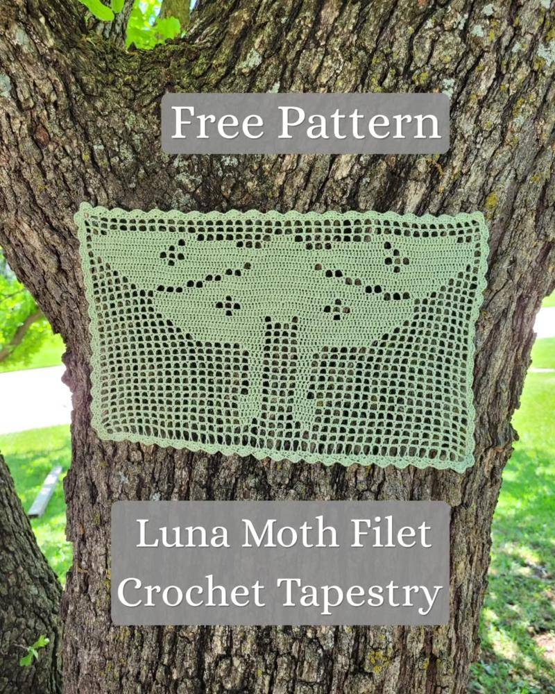 Luna Moth Filet Crochet Tapestry
