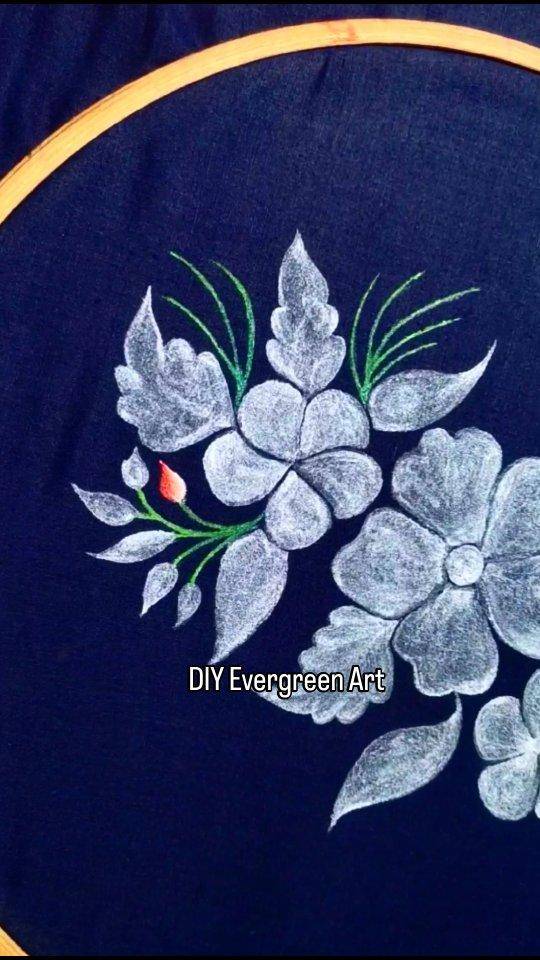 Monochromatic Floral Fabric Painting Design