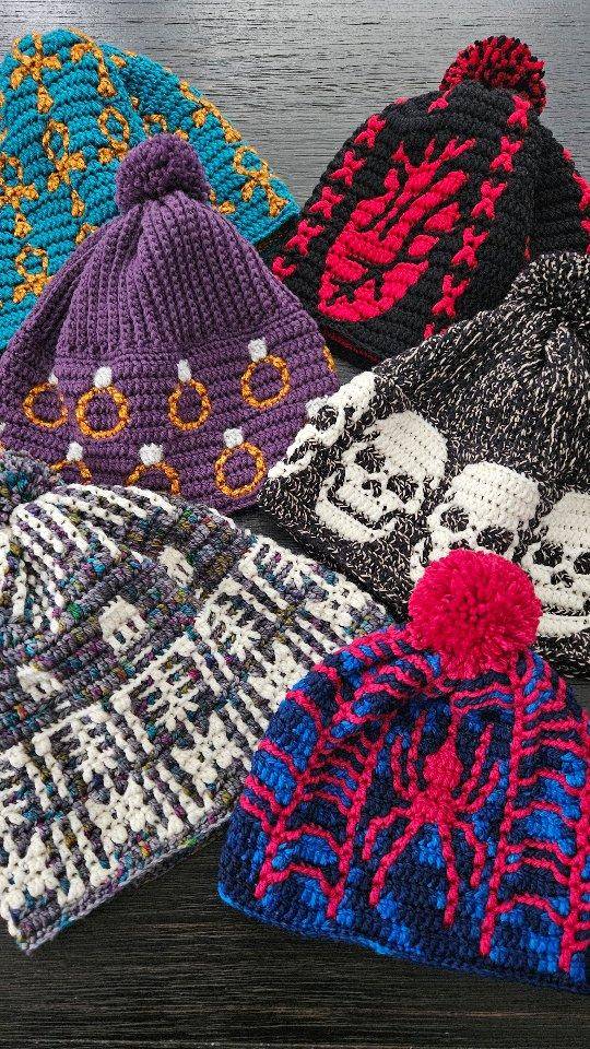 Mosaic Crochet Hats with Fun Motifs