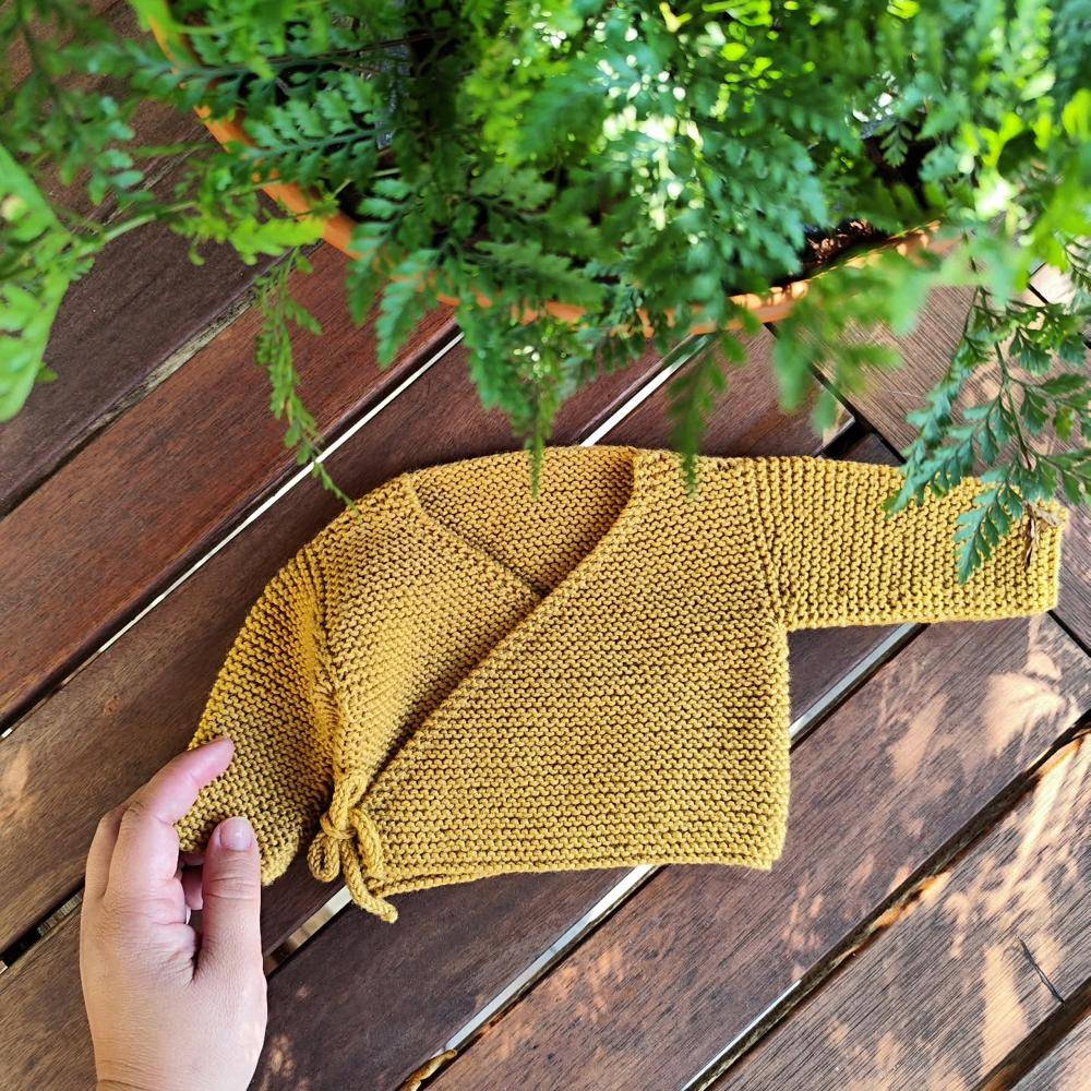 Mustard Yellow Kimono-Style Baby Cardigan