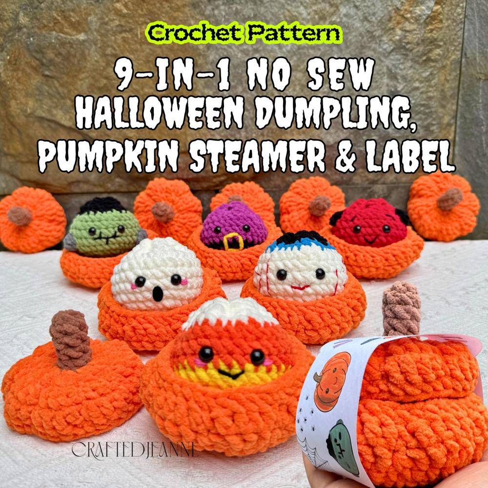 No-Sew Halloween Dumpling Crochet Decorations