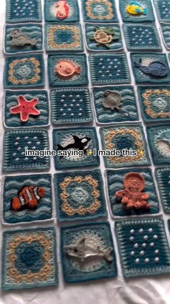 Ocean-Themed Crochet Granny Squares Project