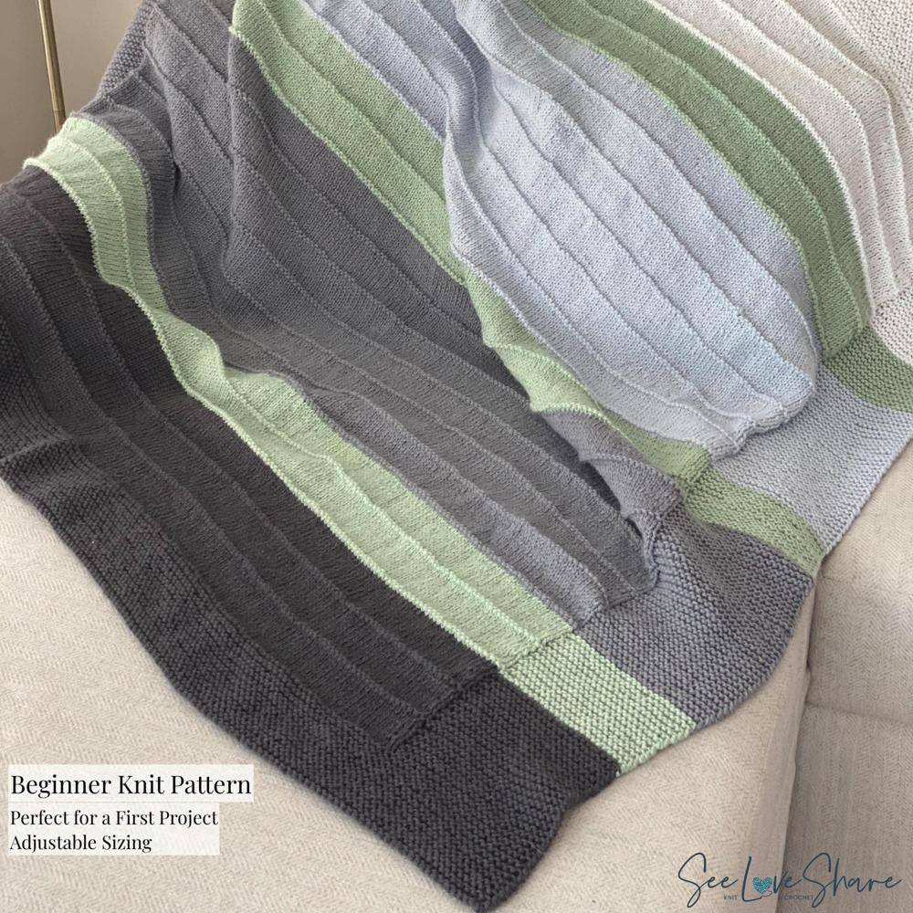 Ombre Stripe Beginner Knit Blanket
