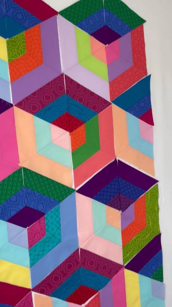 Optical Illusion Hexagon Patchwork Quilt