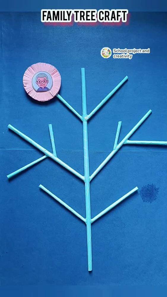 Paper Straw Family Tree Craft