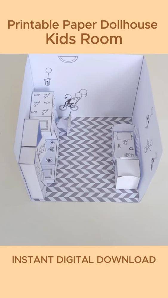 Papercraft Printable Dollhouse Kids Room Furniture