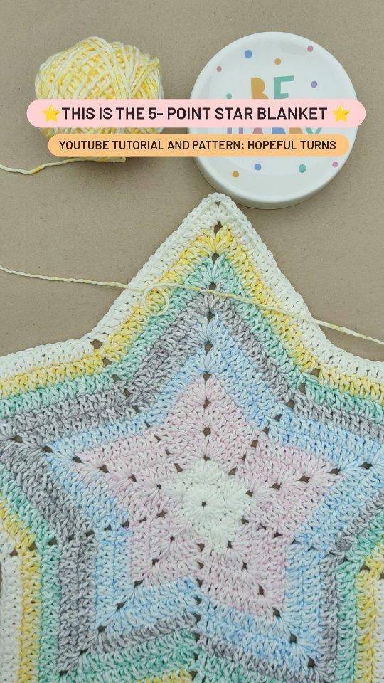 Pastel Rainbow Star Crochet Blanket Project