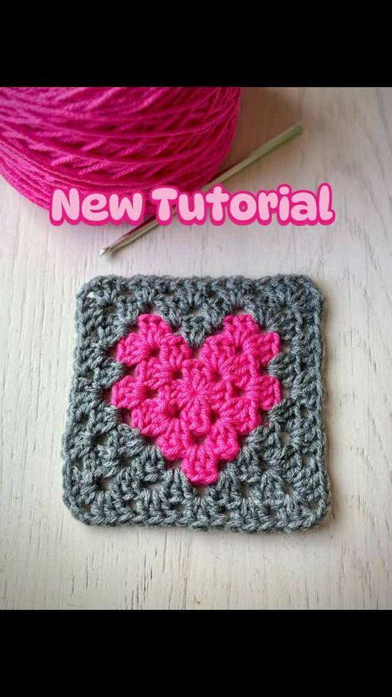 Pink Heart Granny Square Crochet Pattern