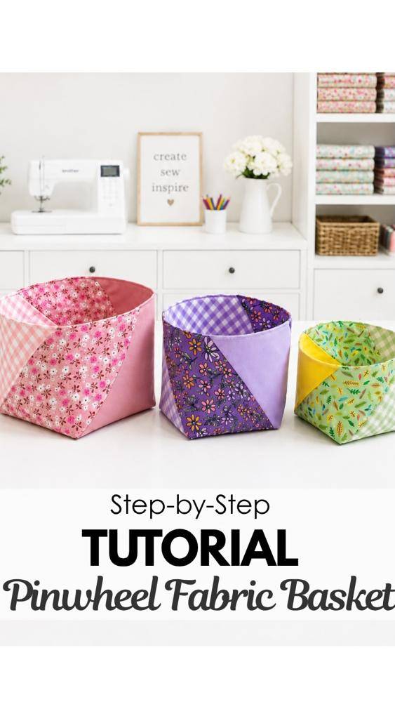 Pinwheel Fabric Basket Sewing Project