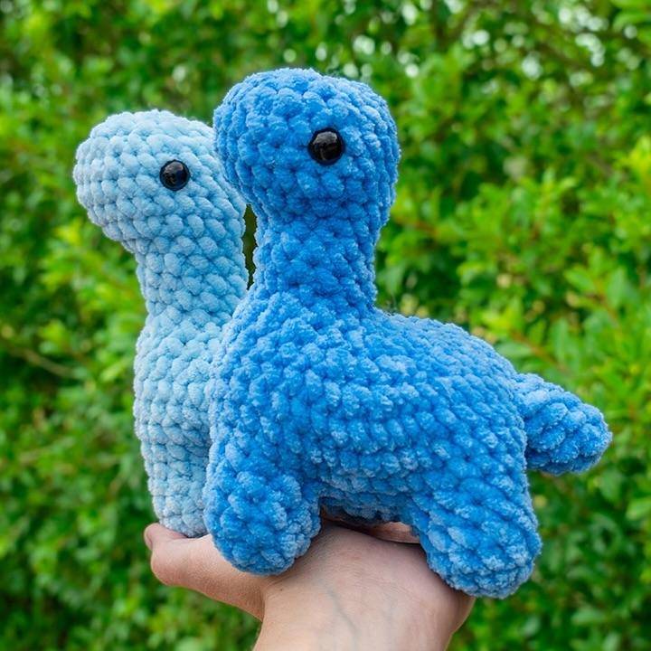 Plush Blue Amigurumi Dinosaur Toys