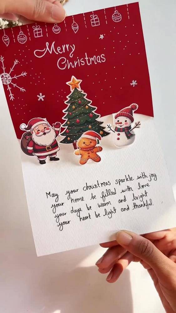 Pop-Up Christmas Card with Festive Characters