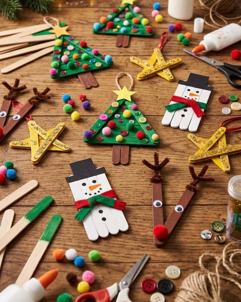 Popsicle Stick Christmas Ornaments Craft