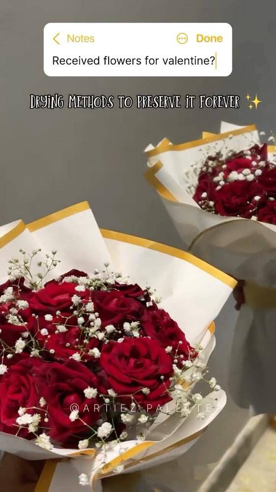 Preserving Red Rose Bouquets with Baby's Breath