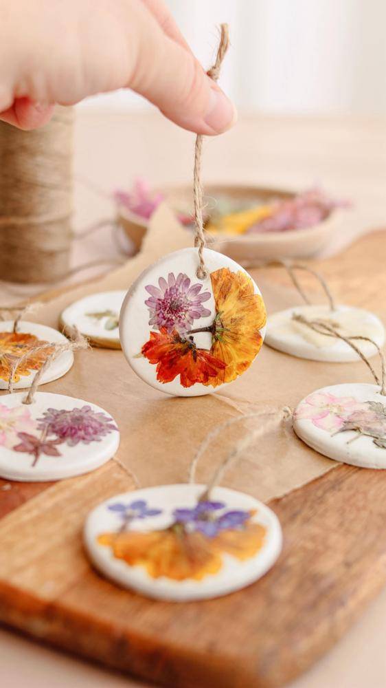 Pressed Flower Air Dry Clay Ornaments