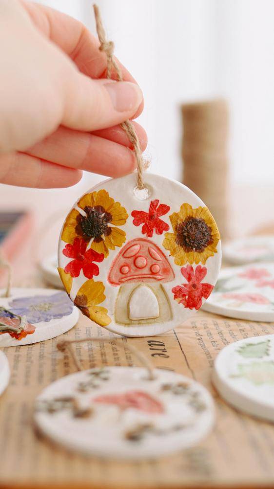 Pressed Flower & Air Dry Clay Ornament Craft