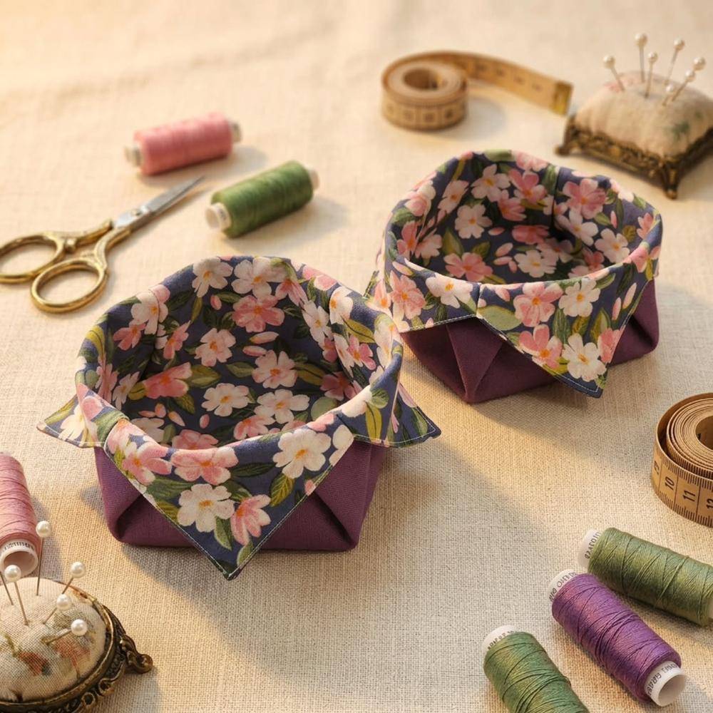 Pretty Floral Fabric Storage Baskets
