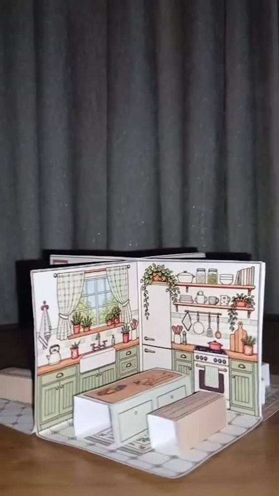 Printable Paper Dollhouse Kitchen Furniture Templates