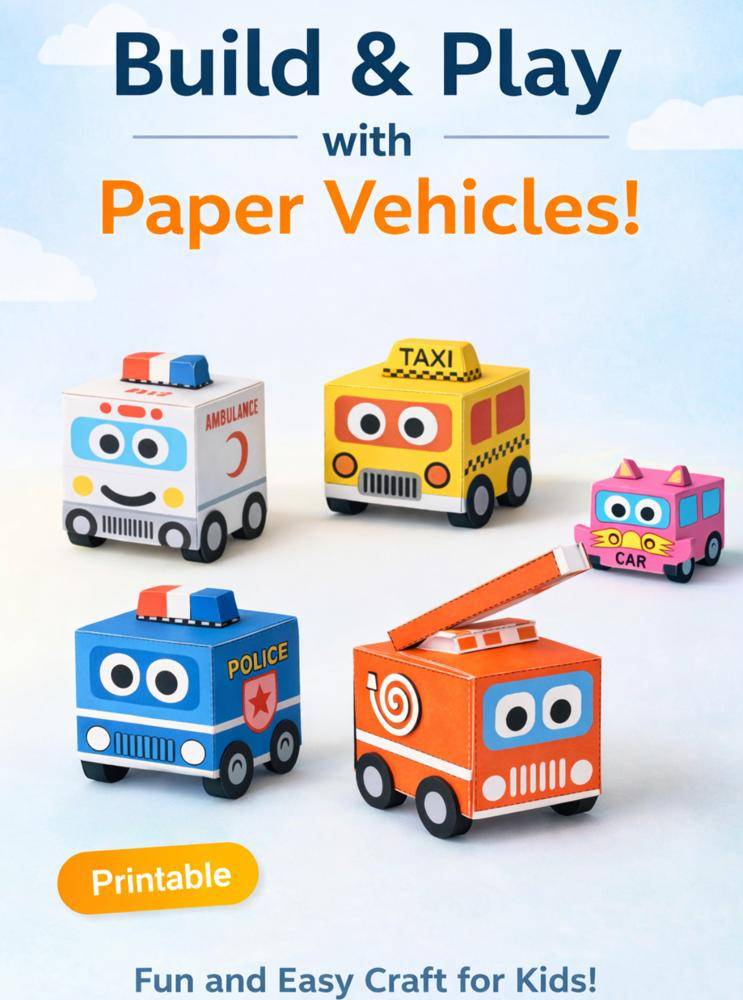 Printable Paper Toy Vehicle Crafts