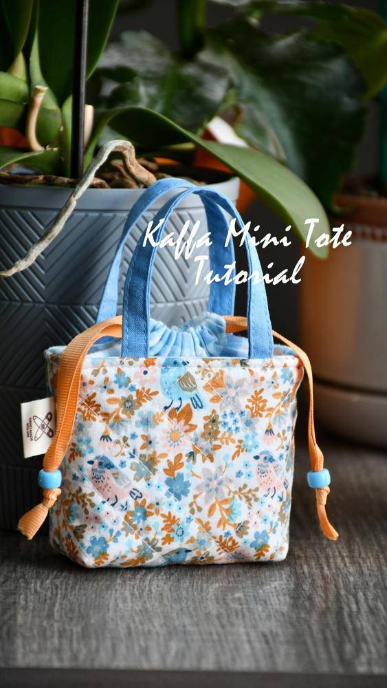 Quilted Mini Tote Bag with Bird Print Fabric