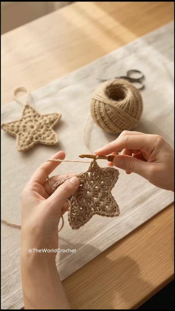 Rustic Jute Crochet Star Decoration