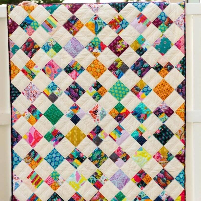 Scrappy Diamond Patchwork Quilt Project