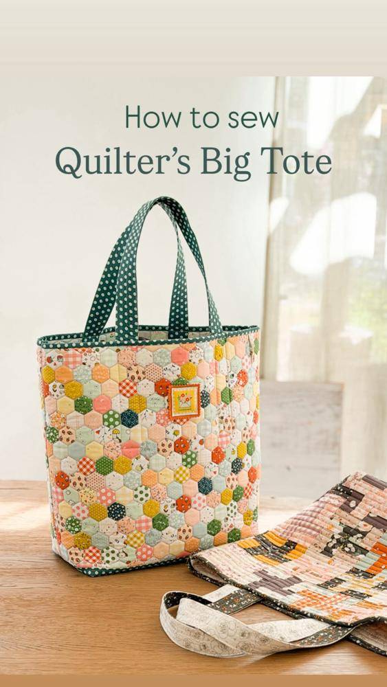 Scrappy Hexagon Patchwork Sewing Tote