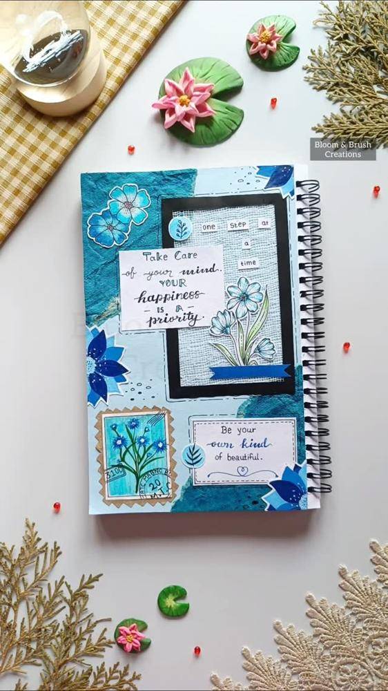 Serene Blue and Floral Junk Journal Cover