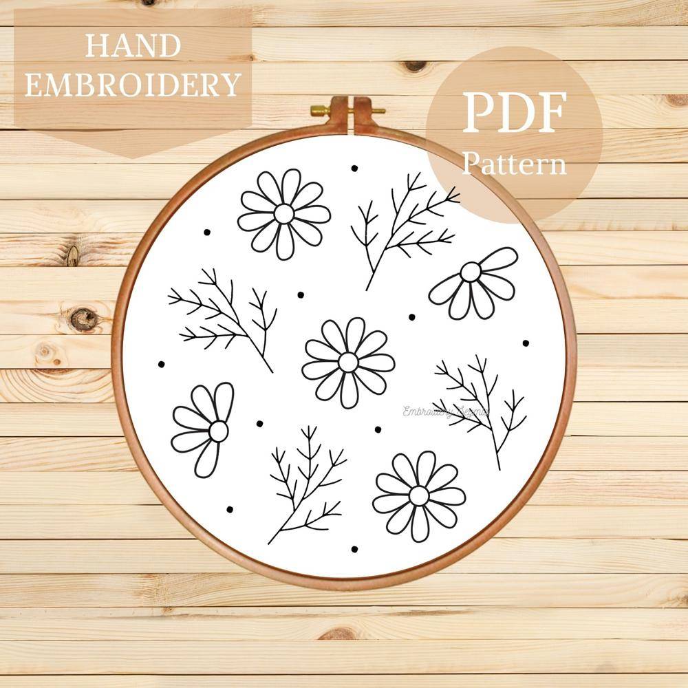 Simple Floral Hand Embroidery Pattern